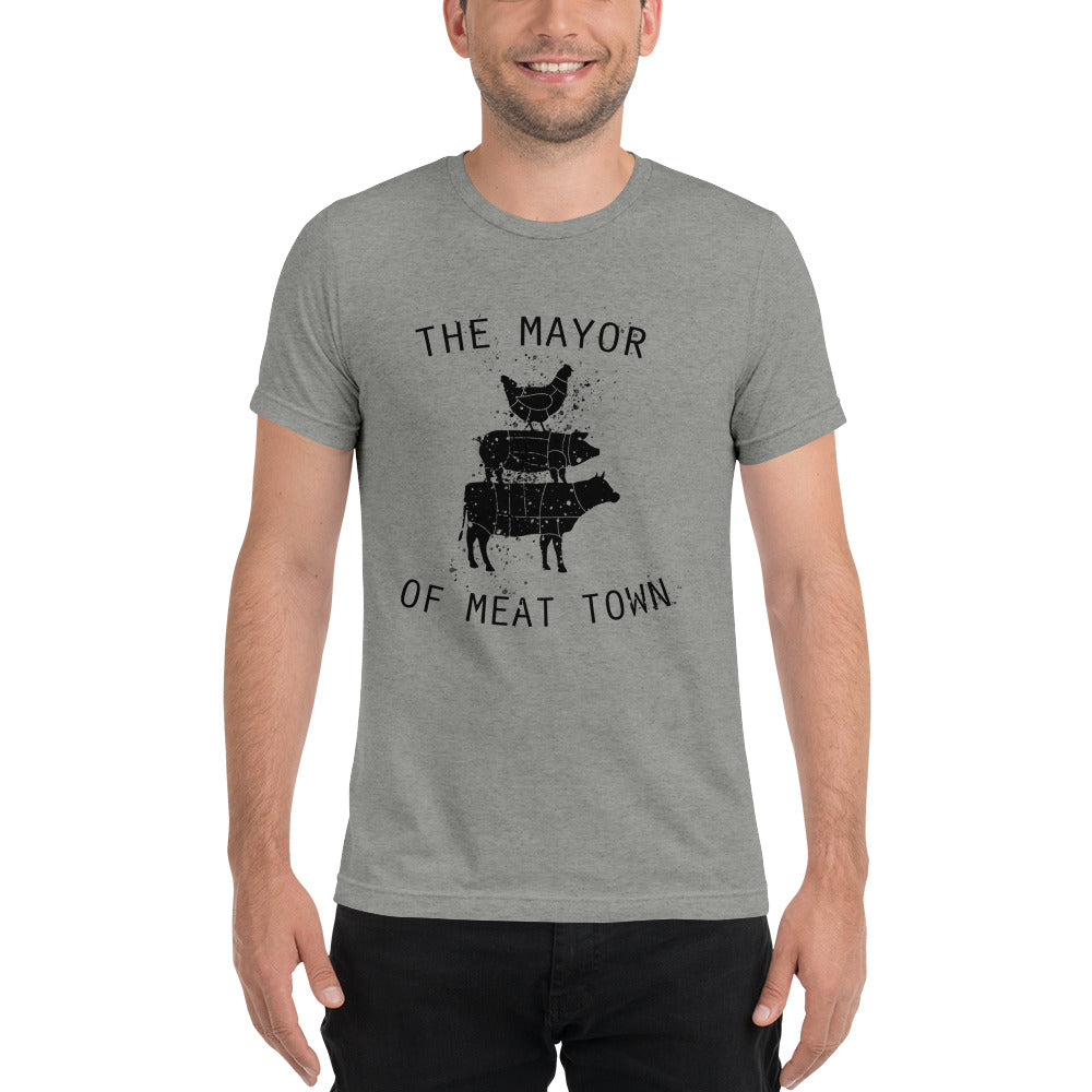 MAYOR OF MEAT TOWN - DISTRESSED STYLE Short sleeve t-shirt