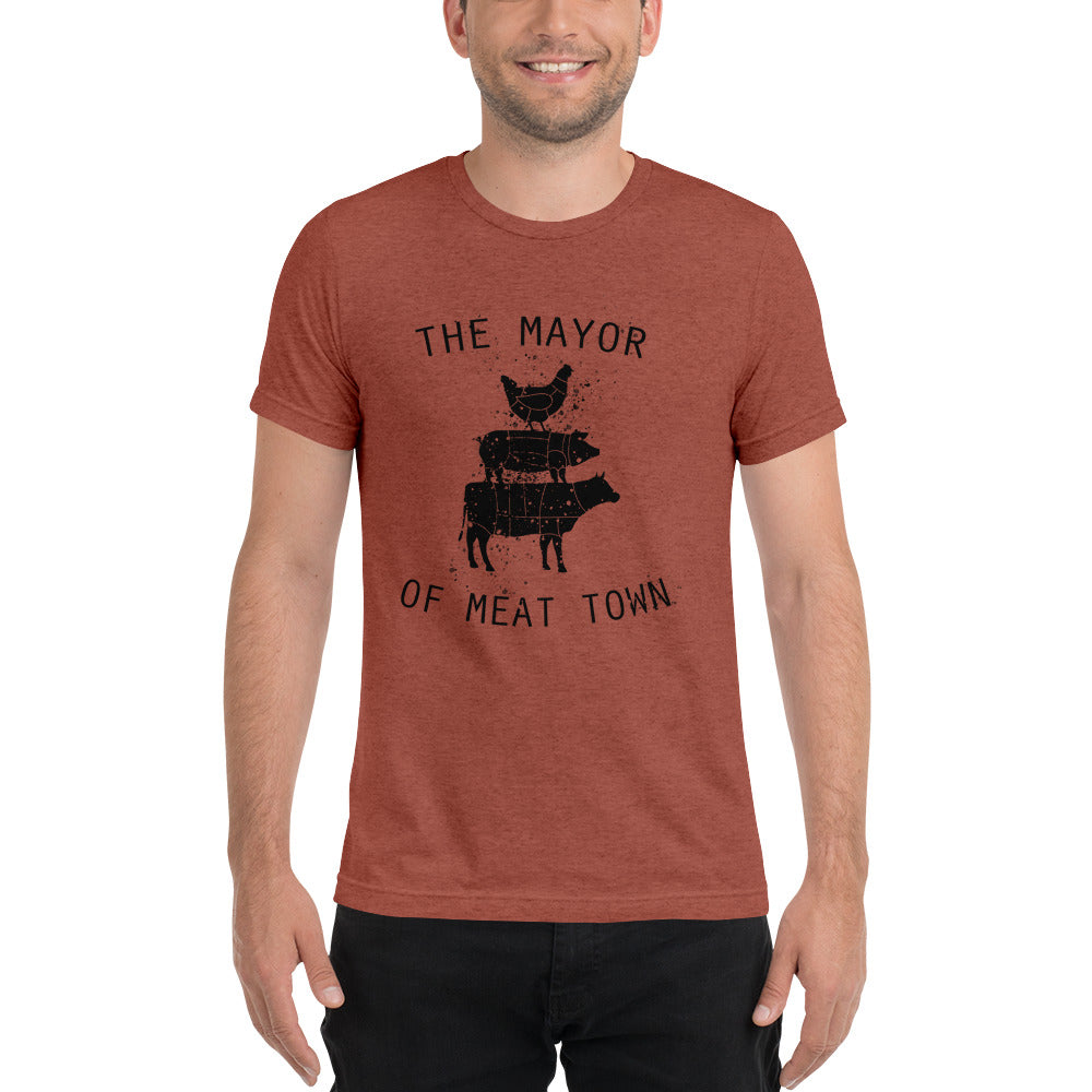 MAYOR OF MEAT TOWN - DISTRESSED STYLE Short sleeve t-shirt