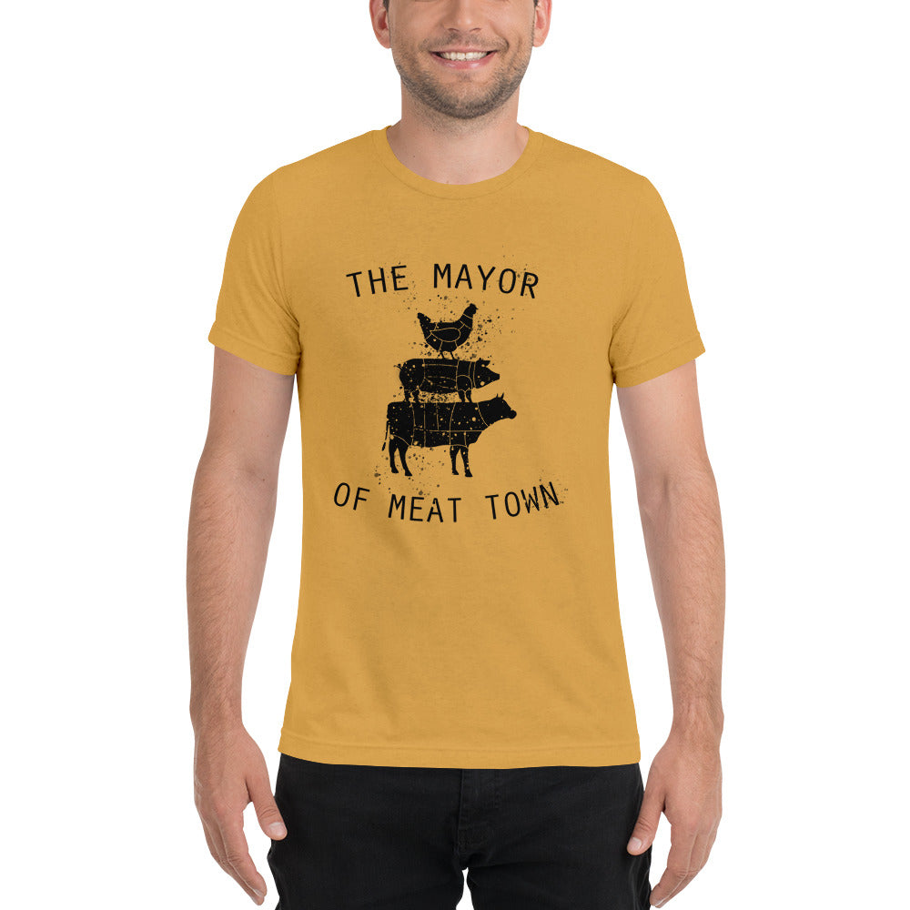 MAYOR OF MEAT TOWN - DISTRESSED STYLE Short sleeve t-shirt