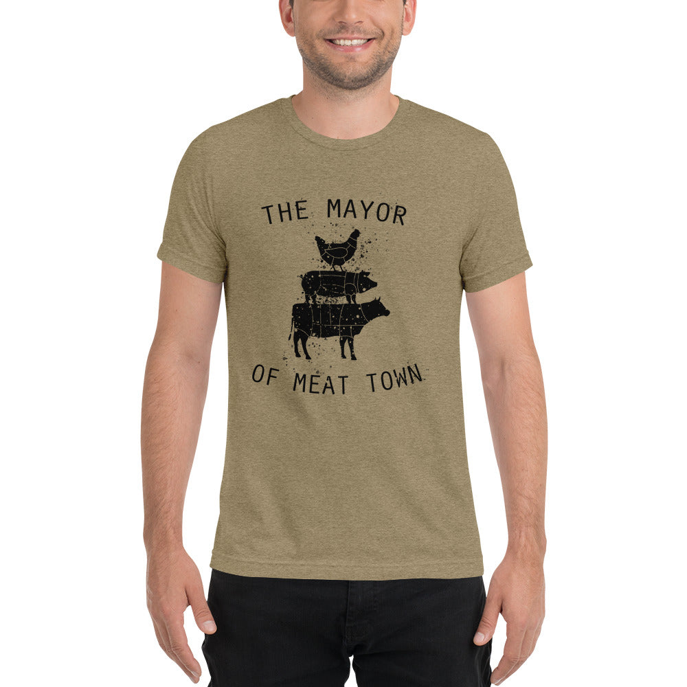 MAYOR OF MEAT TOWN - DISTRESSED STYLE Short sleeve t-shirt