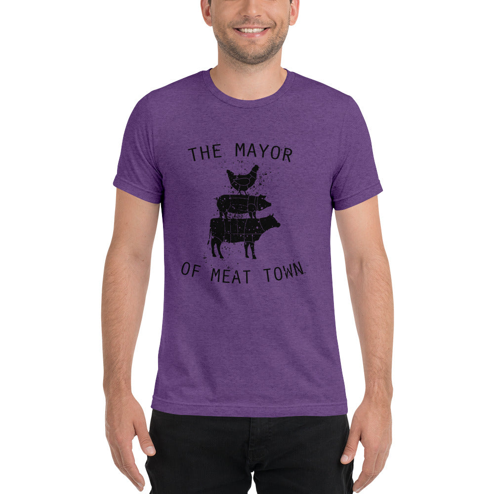 MAYOR OF MEAT TOWN - DISTRESSED STYLE Short sleeve t-shirt