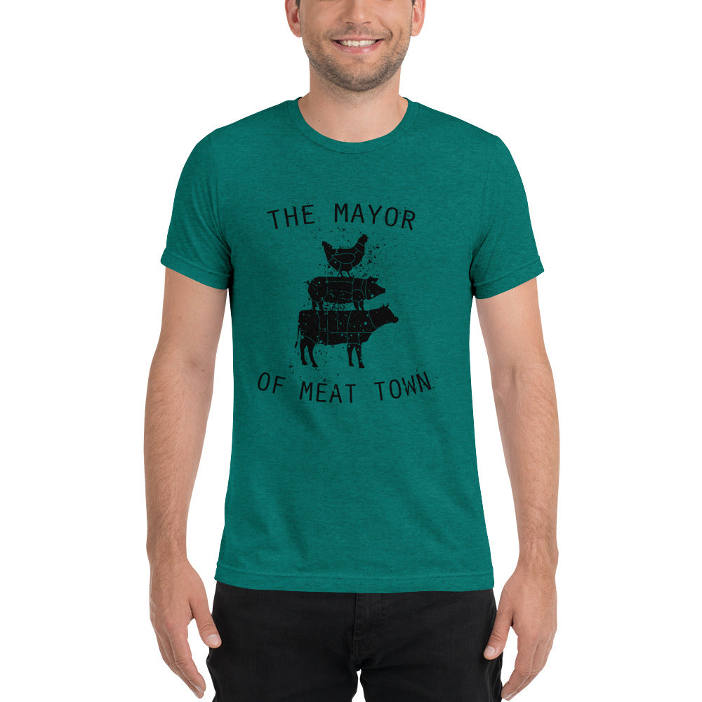 MAYOR OF MEAT TOWN - DISTRESSED STYLE Short sleeve t-shirt